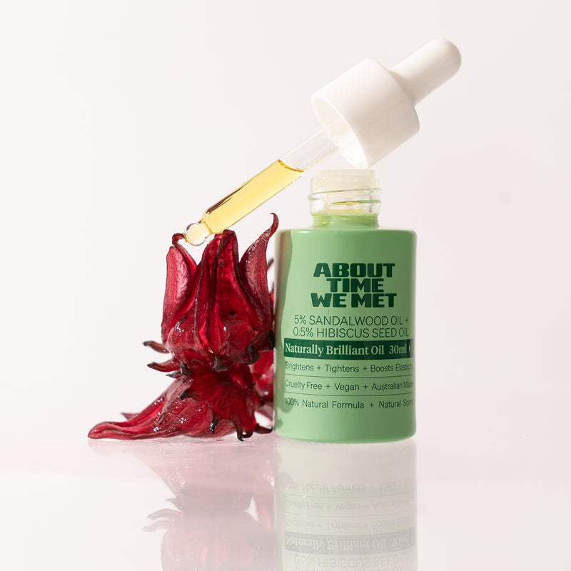 About time we met's naturally brilliant face oil is made with hibiscus seed oil - face oil for dry skin